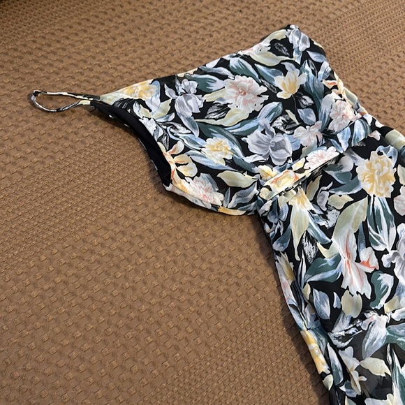 Petal and Pup 1 strap Asymmetrical Floral Ruffle Evening Dress - Picture 8 of 9